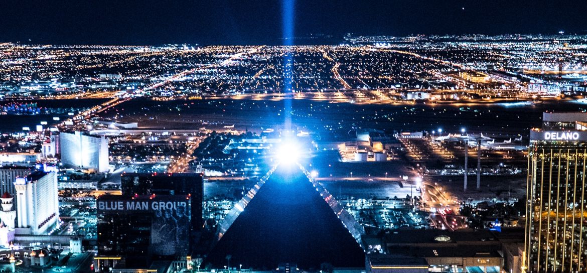 Luxor Hotel light beam on Las Vegas Strip