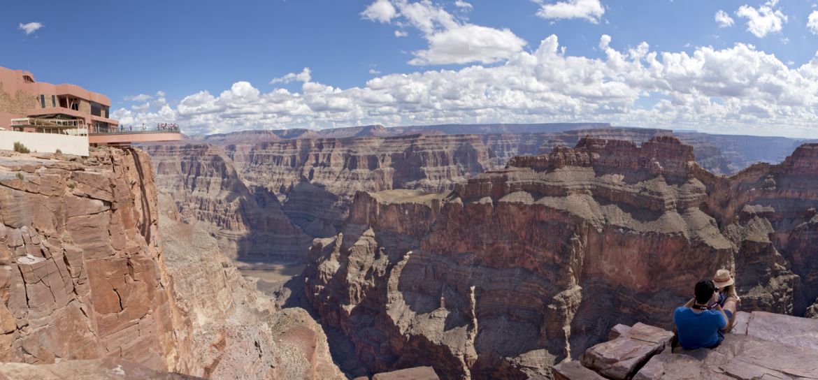 Tourists visit Grand Canyon West and Colorado River
