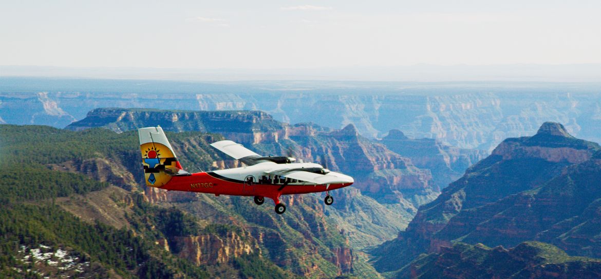 airplane flying over grand canyon on a sedona az to grand canyon flight