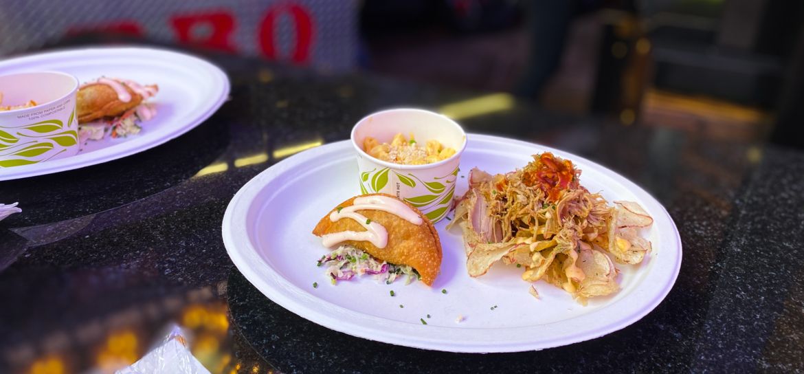 Plate of BBQ A meal at an outdoor table from a Downtown Vegas restaurant