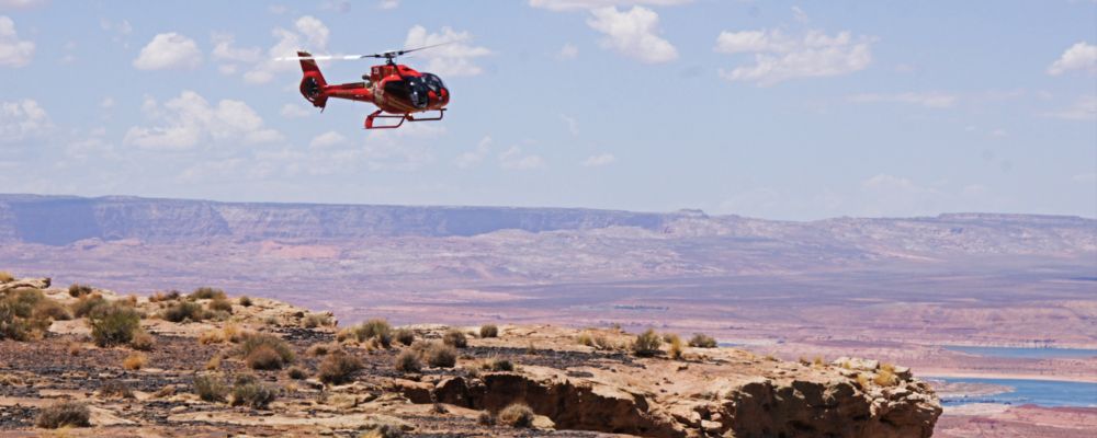 a page arizona helicopter tour landed at the top of tower butte