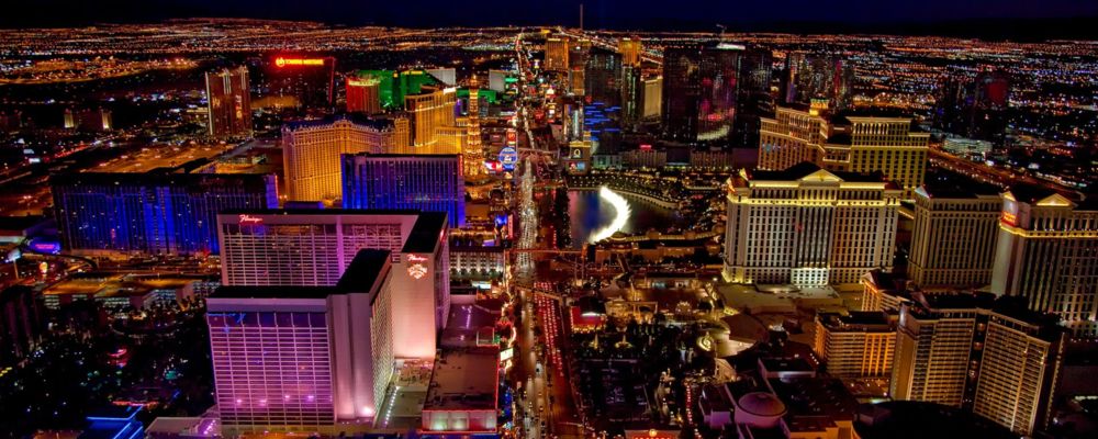 The Las Vegas Skyline from the air during a helicopter flight.