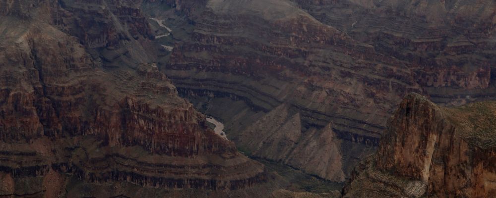 The glass floor of the Skywalk at Grand Canyon West seen from above