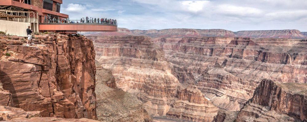 The Colorado River seen from above at the Skywalk at Grand Canyon West