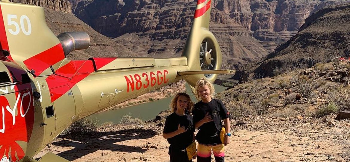 kids on Helicopter tour