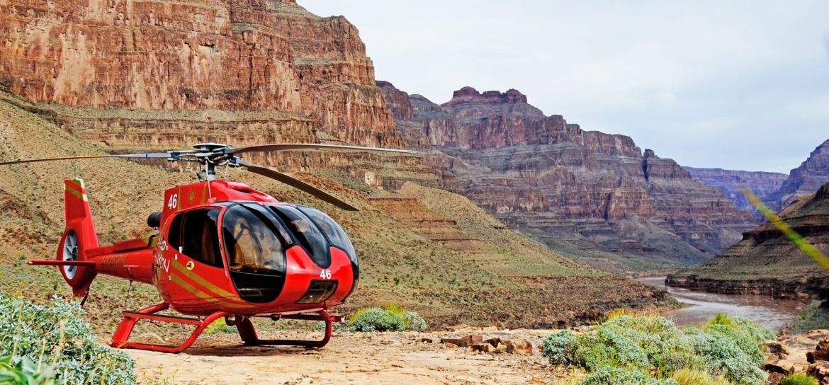 grand canyon helicopter tour landed on the bottom of the West Rim