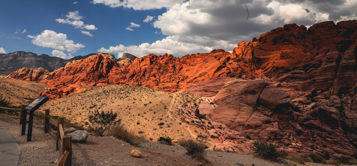 bright red sandstone mountains found within Red Rock Canyon near Las Vegas