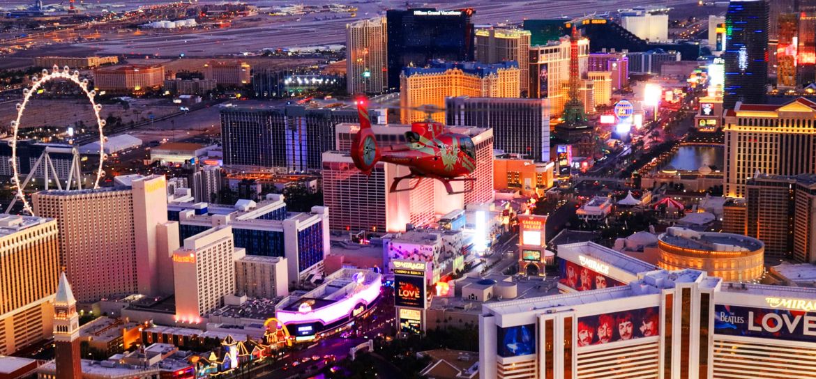 the las vegas strip casinos lit up at nighttime