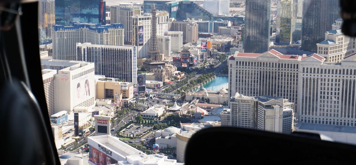 Las Vegas Strip aerial view the Las Vegas Strip seen from the sky in a helicopter tour