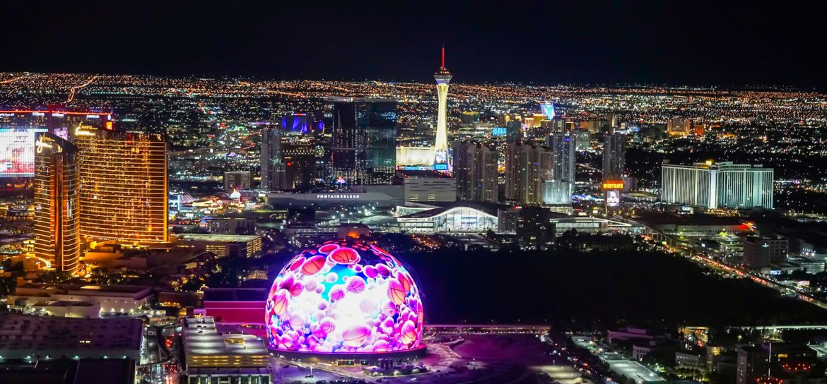 MSG Sphere at night