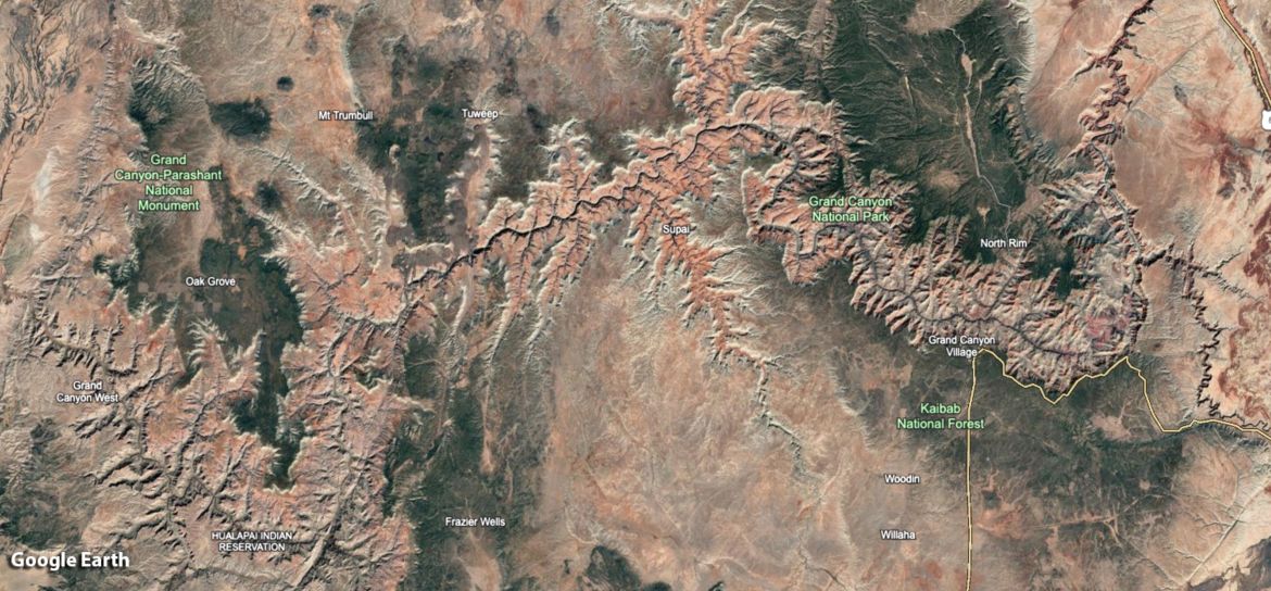 a Google Earth rendering of the entire Grand Canyon