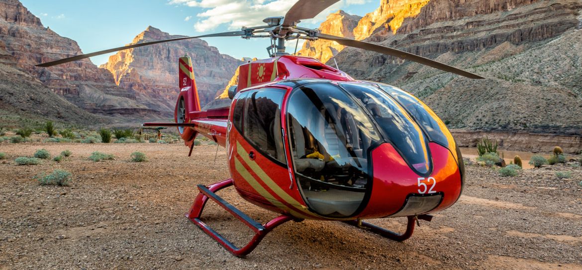 A helicopter tour landed on the very bottom of the Grand Canyon West