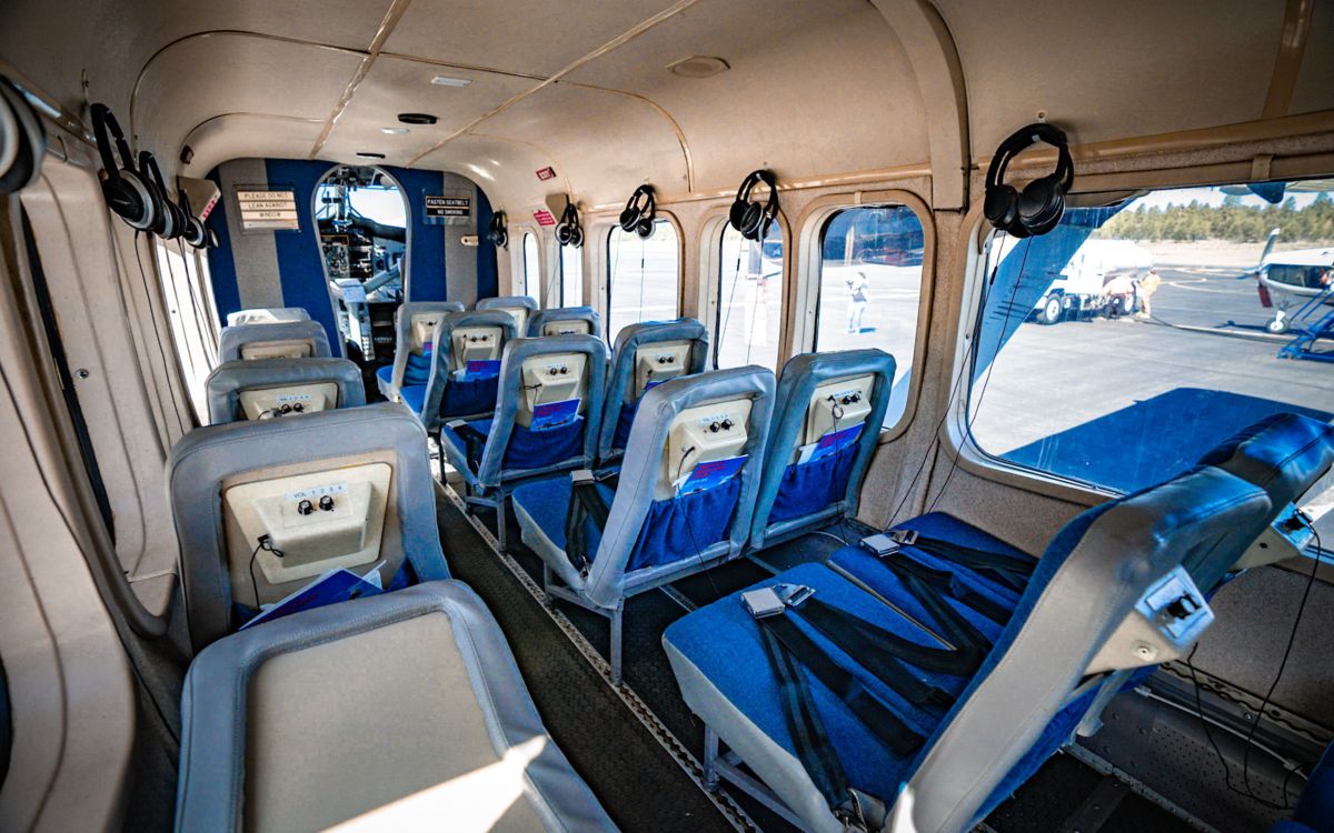 Cabin interior of the De Havilland Twin Otter Vistaliner, showing the seating arrangement