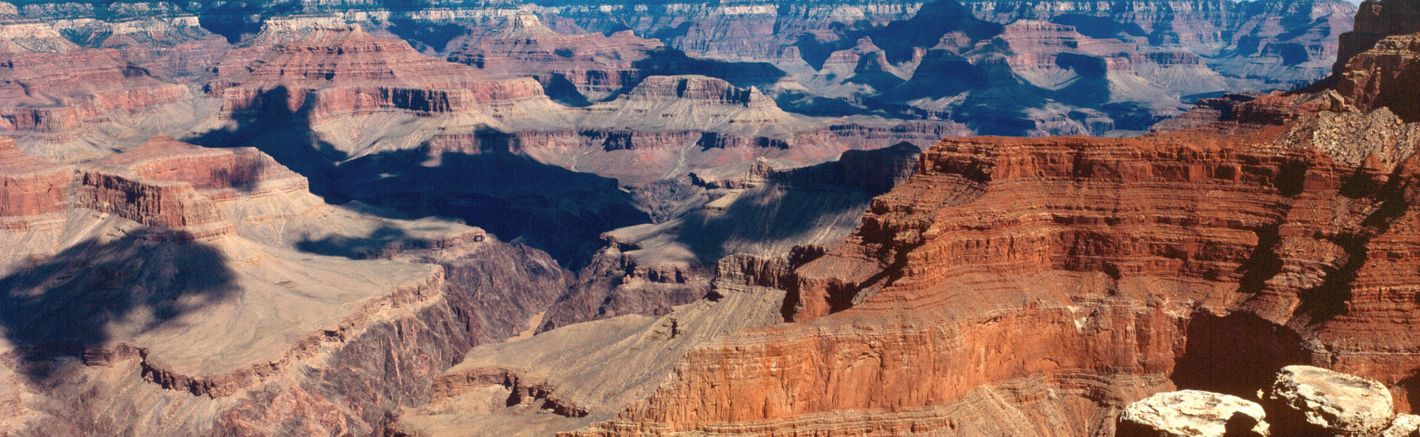 a sunny day and a blue sky over the Grand Canyon National Park