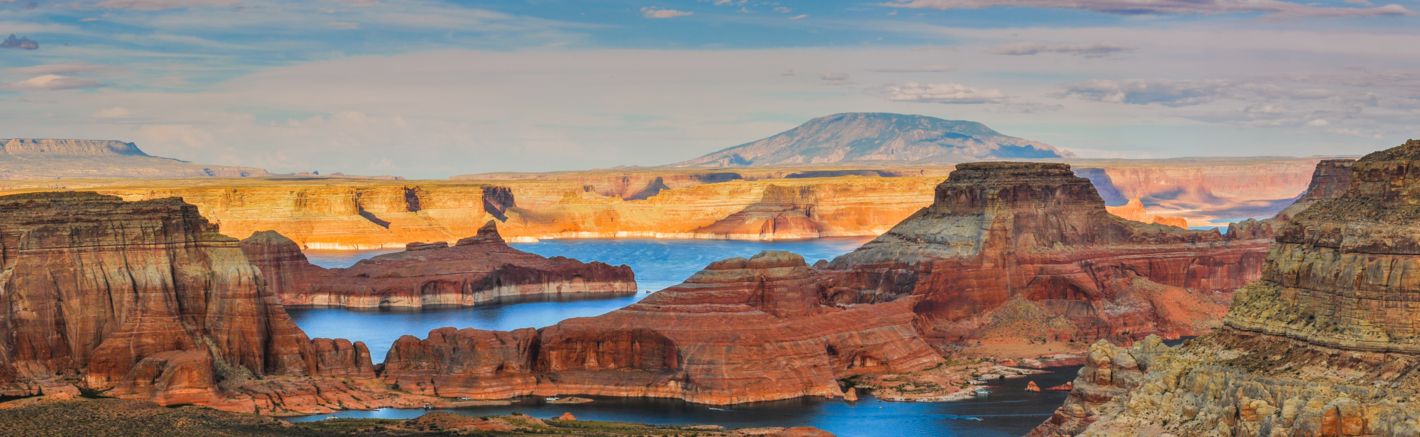 a Page AZ landscape featuring Lake Powell seen at sunset