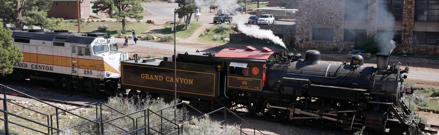 Grand Canyon Railway train waiting for passengers