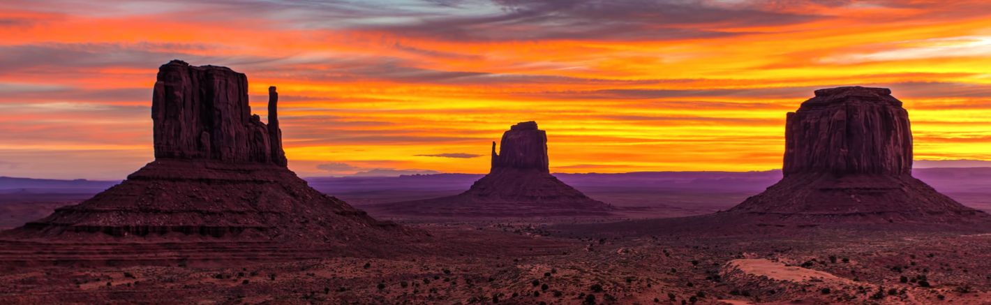 sunset view of monument valley