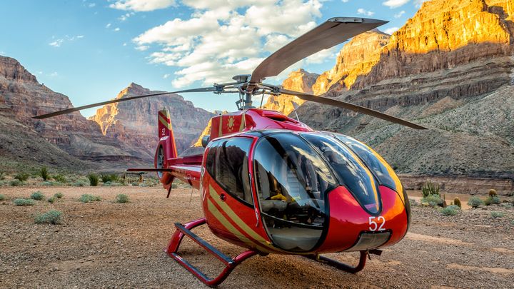Red EC-130 Landed on the bottom of the Grand Canyon