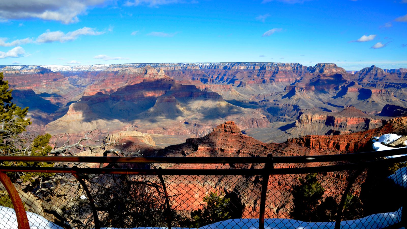 the Grand Canyon National Park seen with snow coating its surface