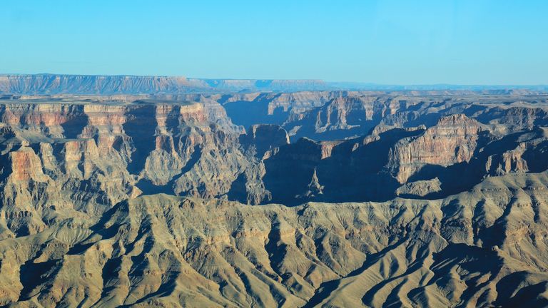 Panoramic view from a helicopter over the Grand Canyon West Rim