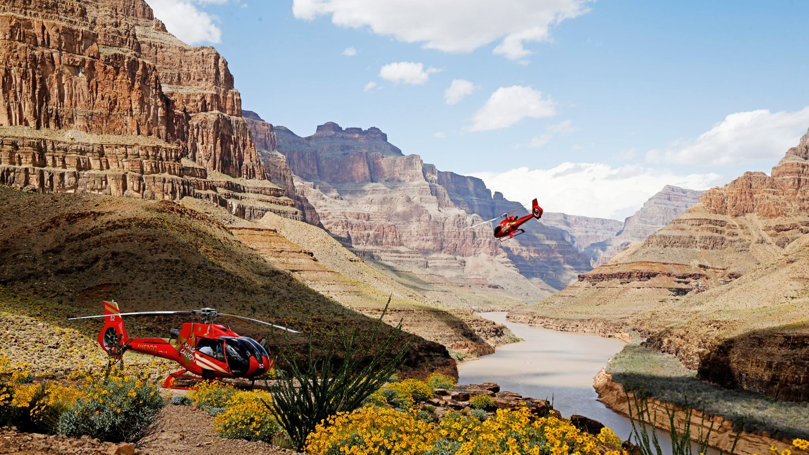 Two helicopter tours depart from the bottom of the Grand Canyon