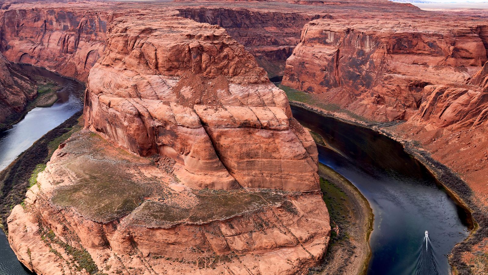 aerial view of horseshoe bend during an air tour