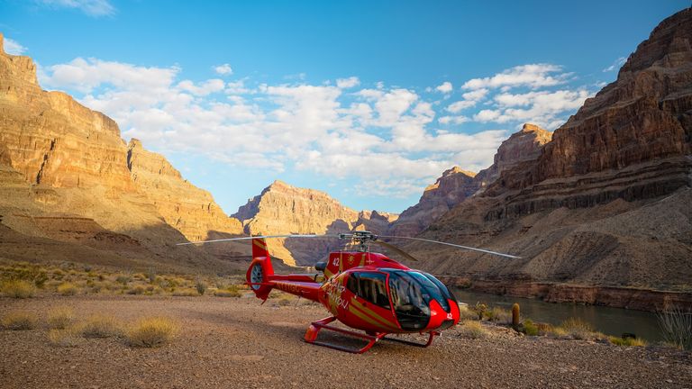 Red Helicopter at the bottom of the canyon looking west in late afternoon