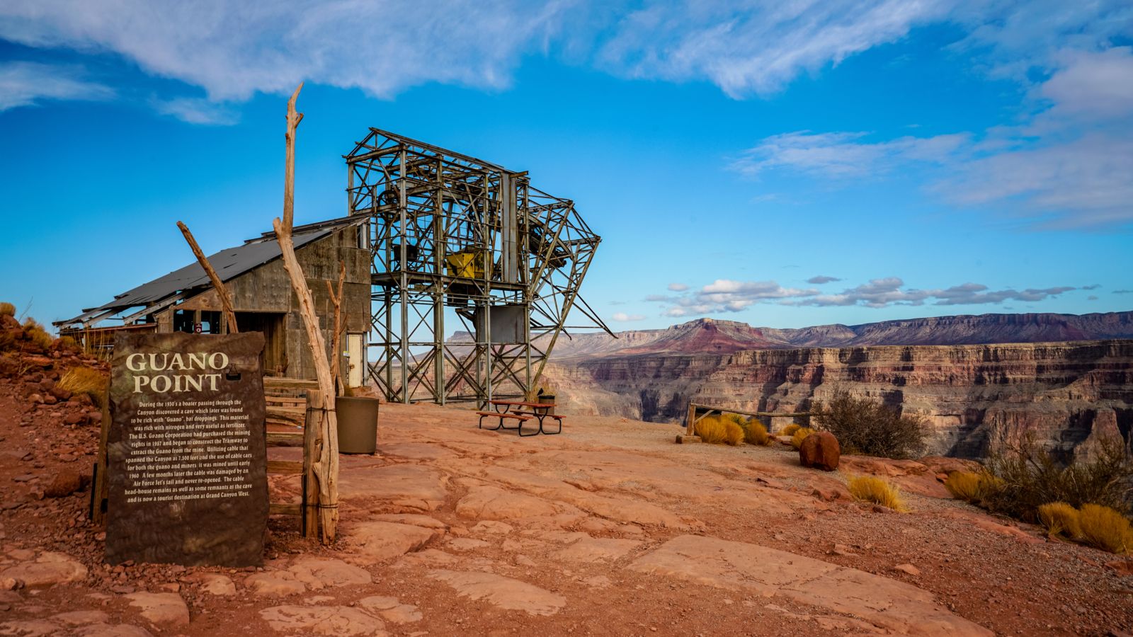 an old mining structure seen at Guano Point at the West Rim