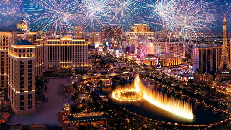 Photoshop of fireworks for Las Vegas Fourth of July helicopter tour package.