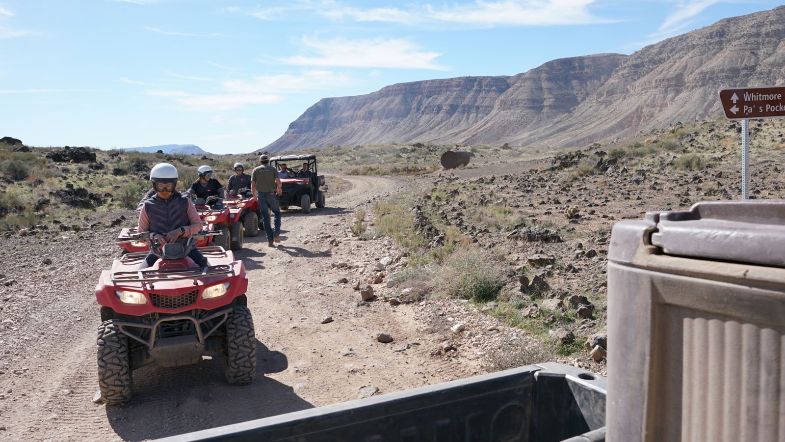 Group of people on ATVs getting ready for off-roading near the North Rim of Grand Canyon.
