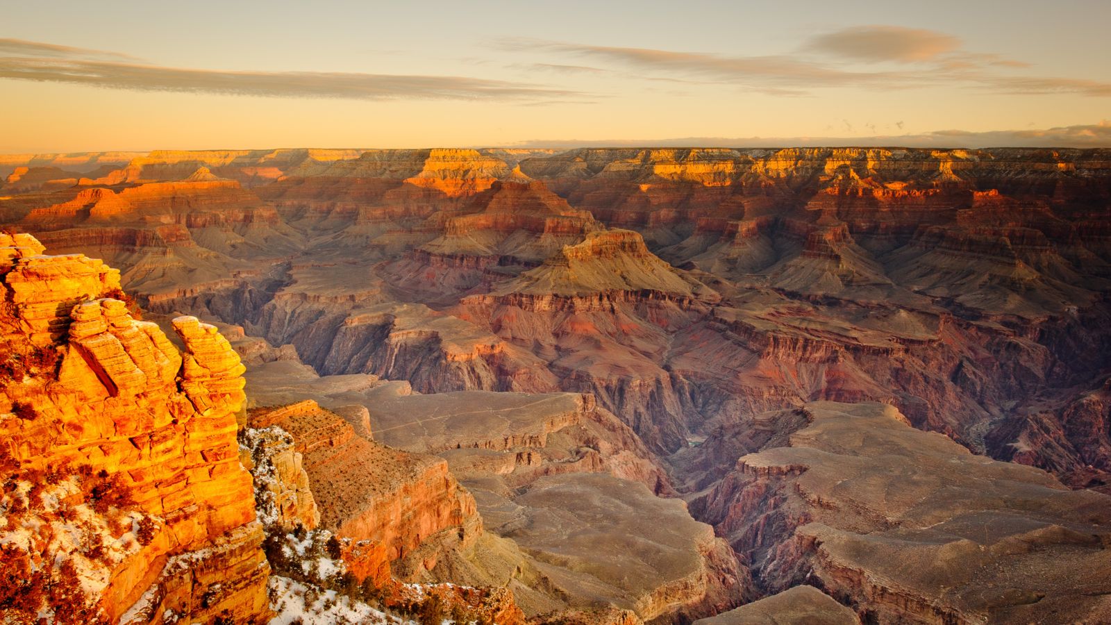 Grand Canyon National Park lookout point seen at sunset