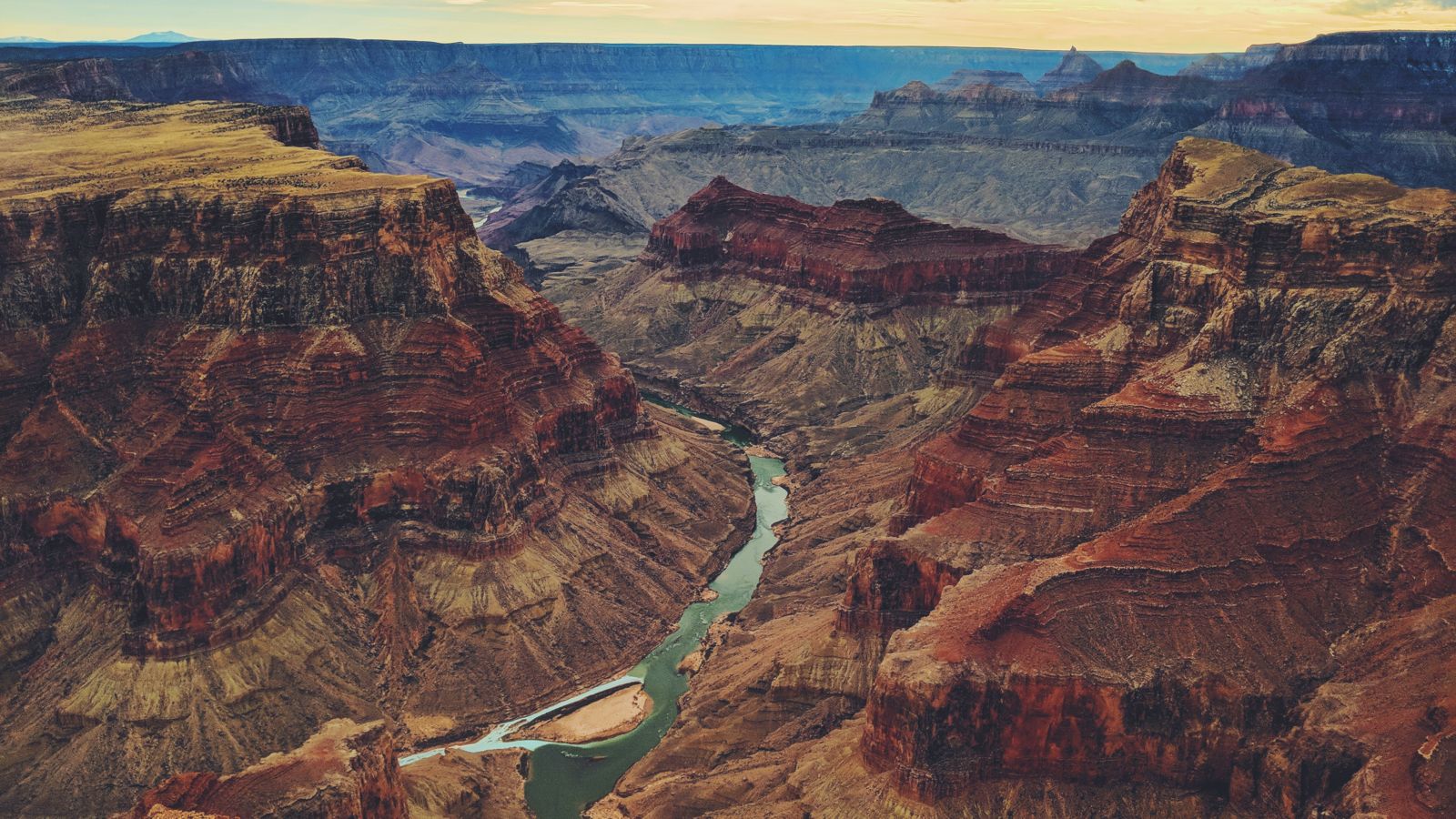 The Confluence of the Colorado River seen from a Grand Canyon helicopter tour