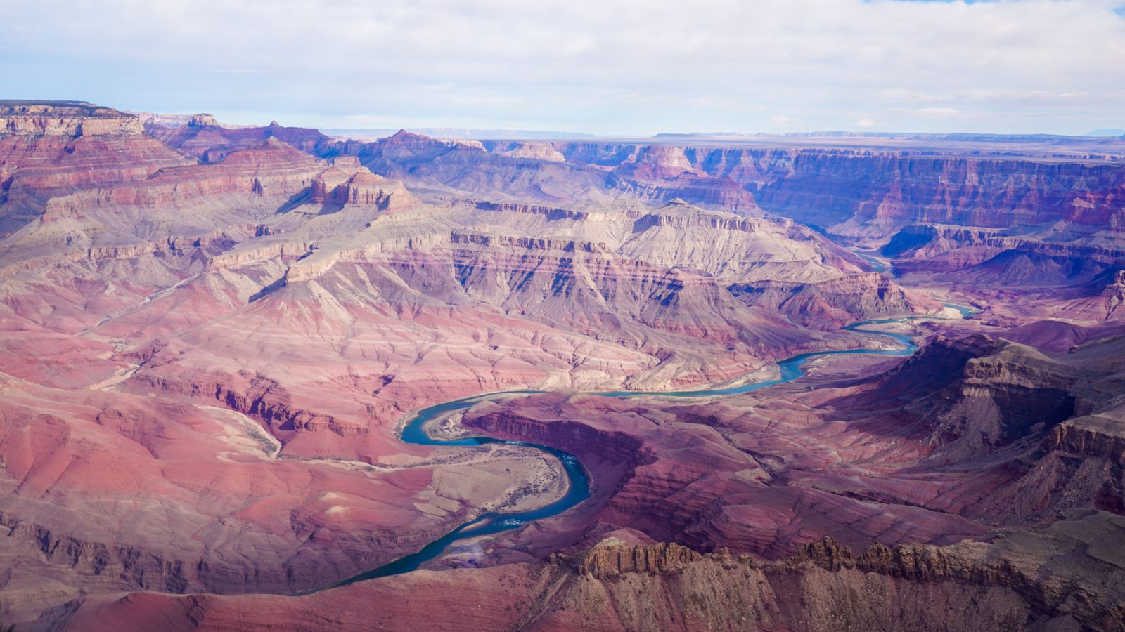 The Colorado River seen from above on a South Rim helicopter tour