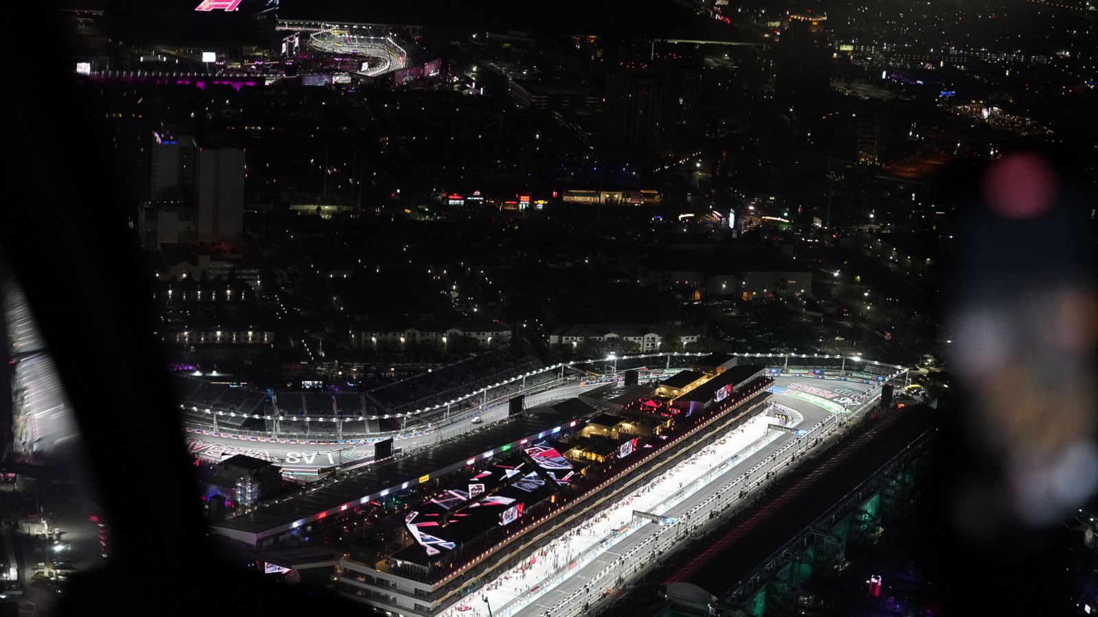 las vegas race track helicopter tour view at night
