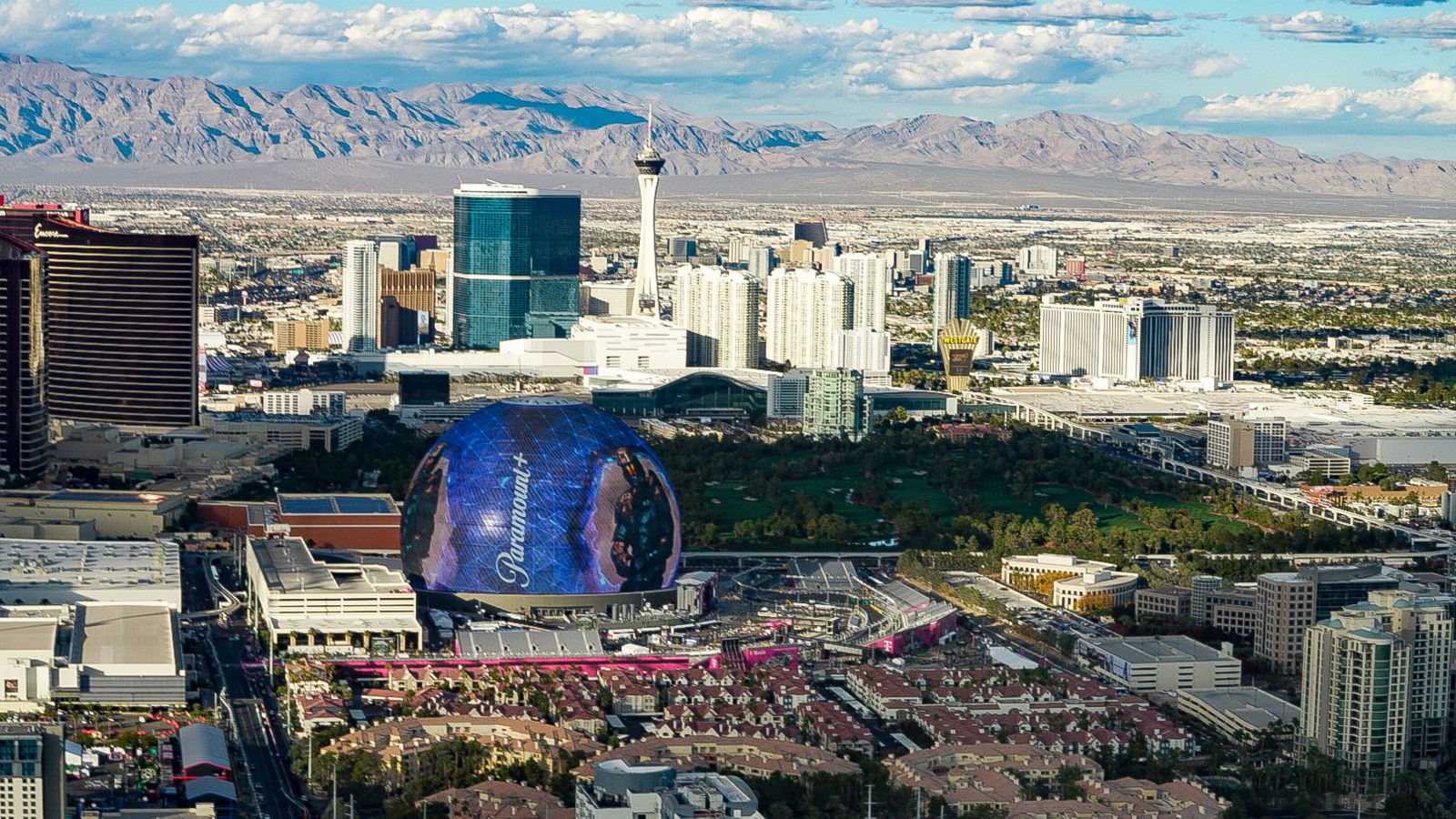 a section of the vegas racetrack near the MSG Sphere