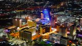 The Circa hotel in Downtown Las Vegas seen from above from a helicopter tour