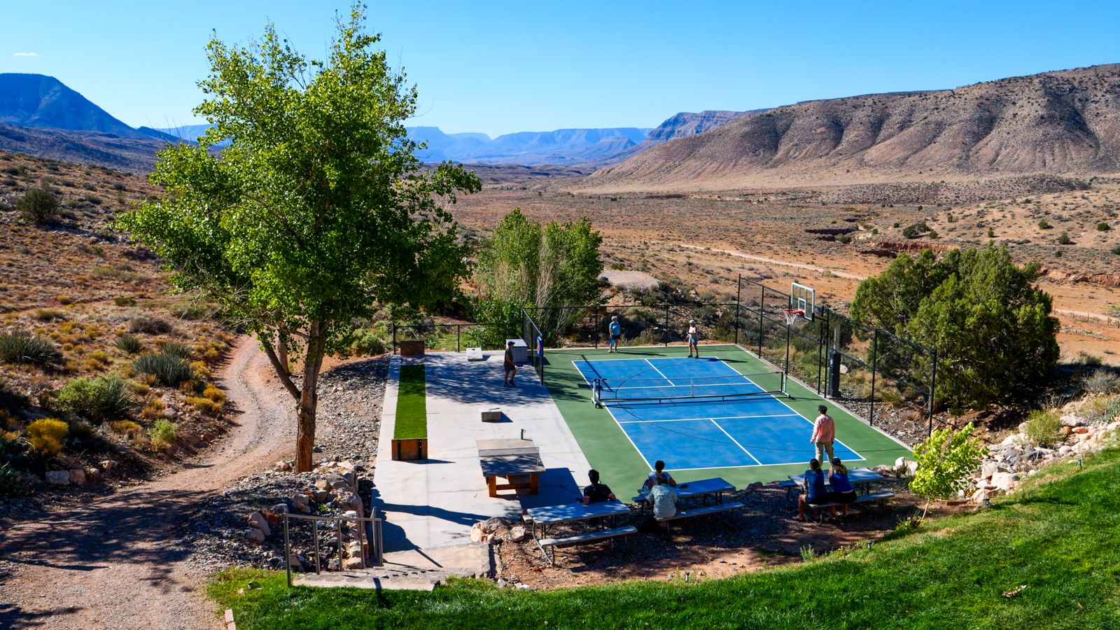 Pickleball courts available for use during a visit to Bar 10 Ranch