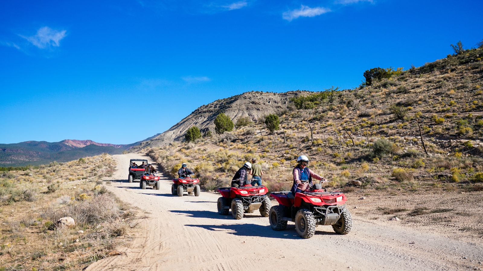 Group of people on ATVs off-roading near the Grand Canyon North.