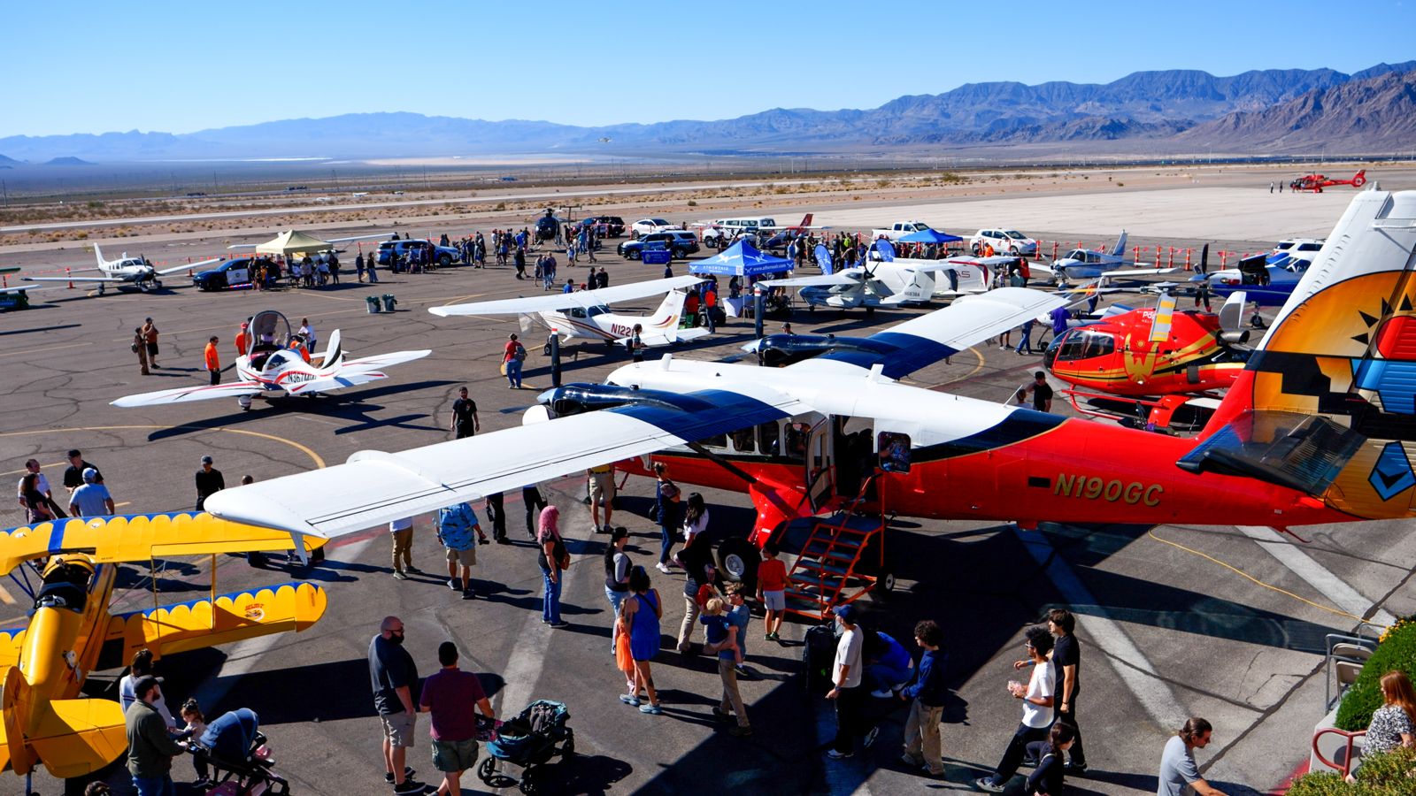 Visitors to Boulder City air terminal on Airport Day