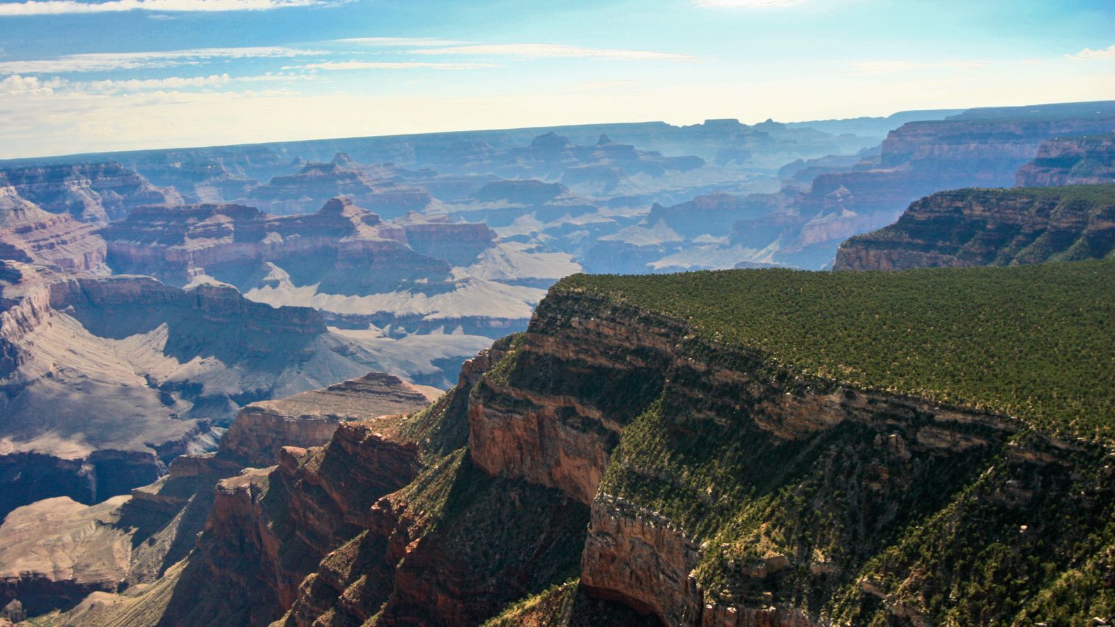 Aerial view of the South Rim at Grand Canyon