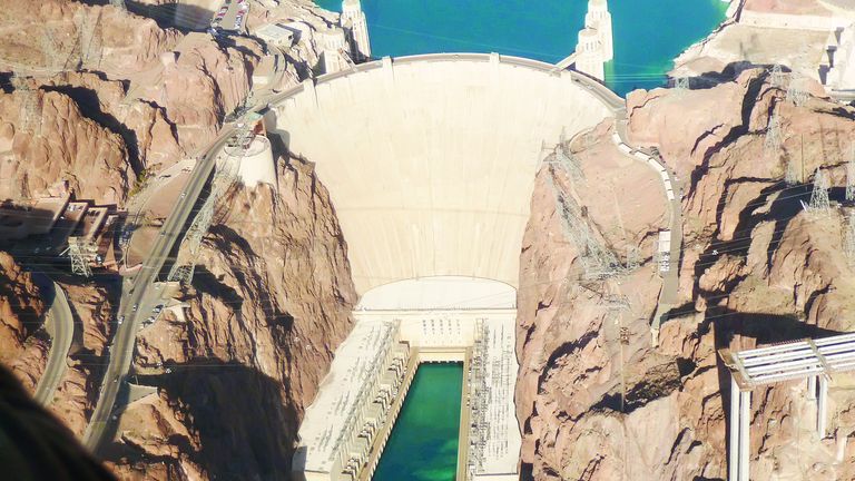 Aerial view of the Hoover Dam seen from helicopter tour