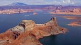 an airplane tour flies over lake powell in page arizona