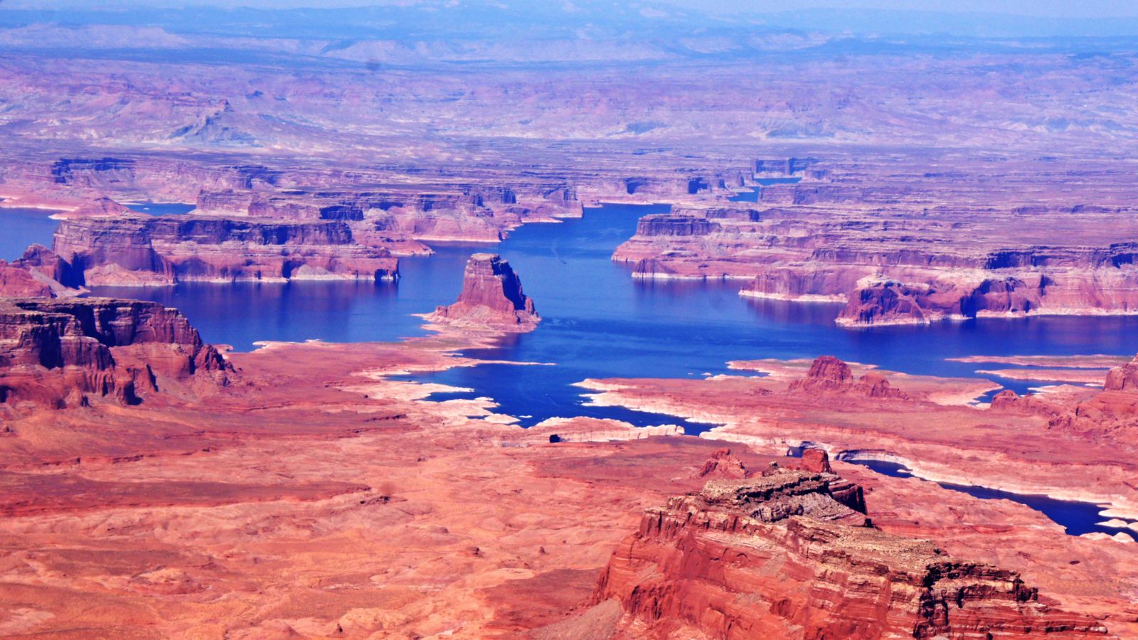 lake powell seen from above on an airplane tour in page arizona