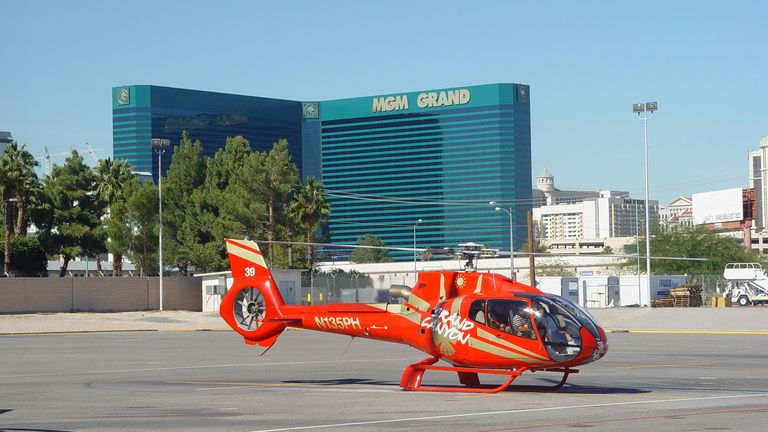 Papillon helicopter taking guests on a private Grand Canyon tour from Las Vegas