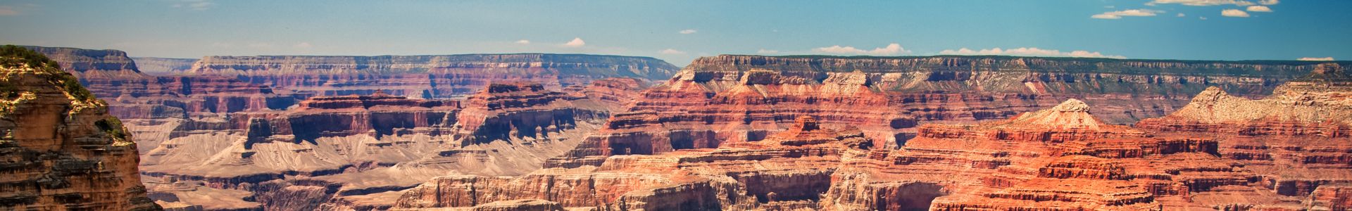 a wide view of a section of the Grand Canyon National Park's striped stone walls