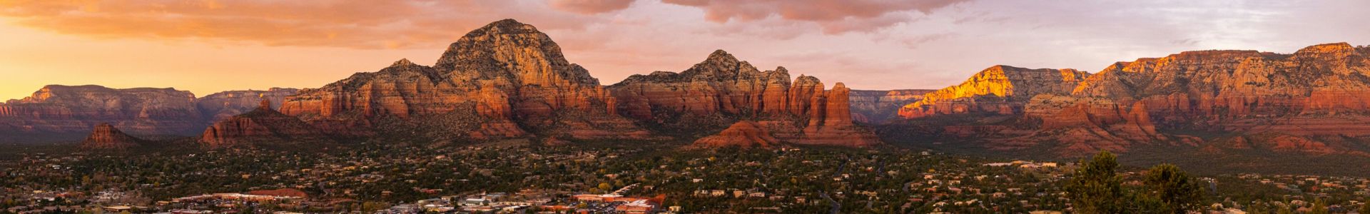 colorful canyon walls in Sedona, AZ during sunset