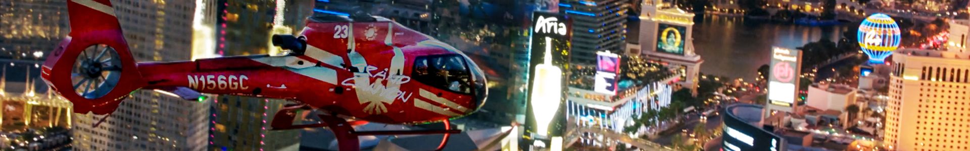 A helicopter ride flying over Las Vegas Strip