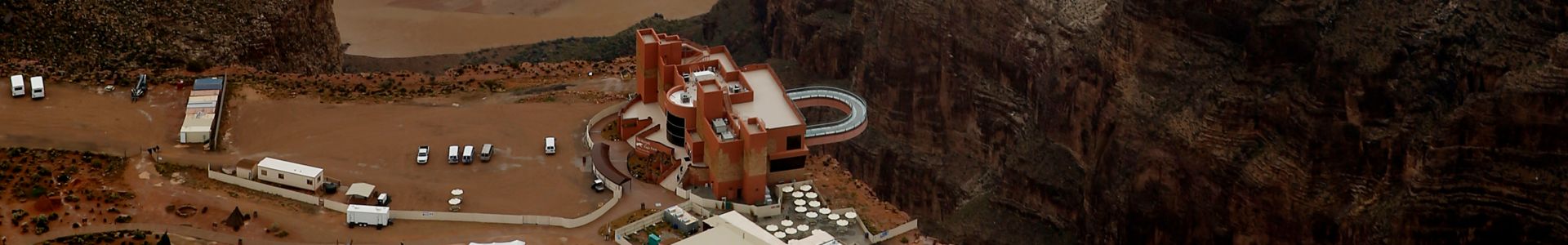 grand canyon west rim skywalk bridge from above