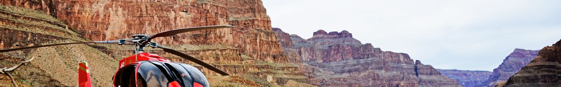 An Ecobus helicopter landed at the bottom of the Grand Canyon West