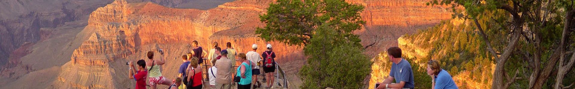 Visitors at grand canyon sunset tour viewpoint